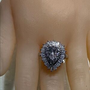 Elegant Sterling Silver Swarovski Crystal Teardrop Ring